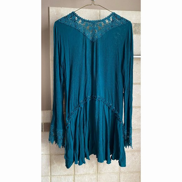 Free People "In the Shadows" Tunic in Emerald, small NWOT - Picture 3 of 7